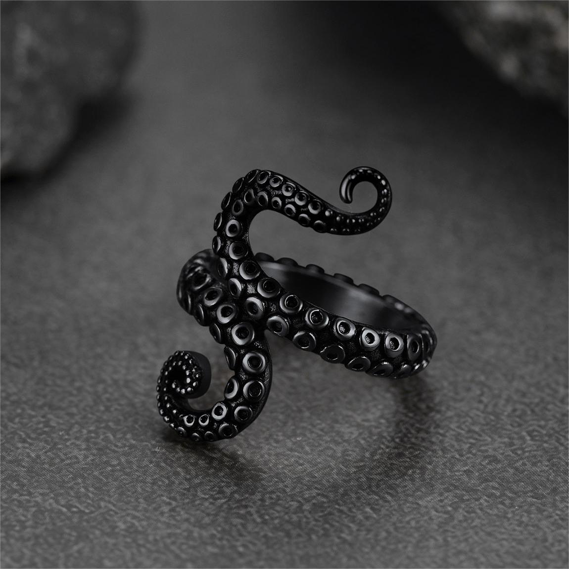 Punk Octopus Tentacle Ring For Men in Stainless Steel