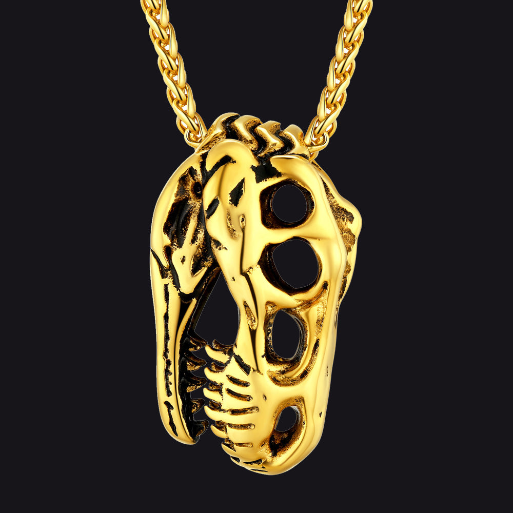T-Rex Dinosaur Skull Head Necklace Pendant for Men