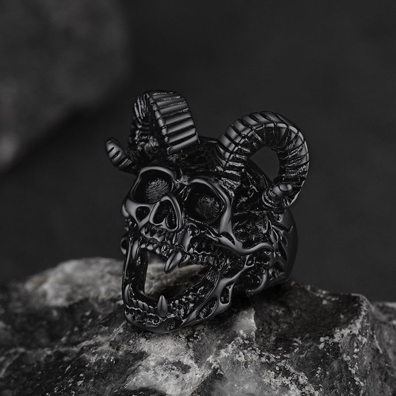 Satanic Baphomet Goat Skull Ring For Men