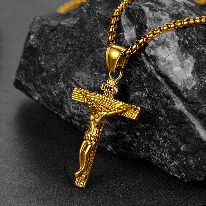 Catholic Crucifix Cross Necklace Jesus Pendant For Men Women