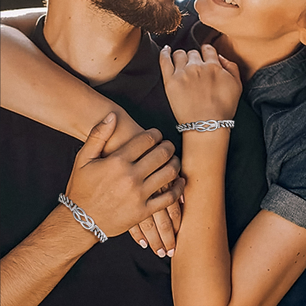 To My Love Infinity Love Knot Cuban Chain Bracelet For Couple Men Women