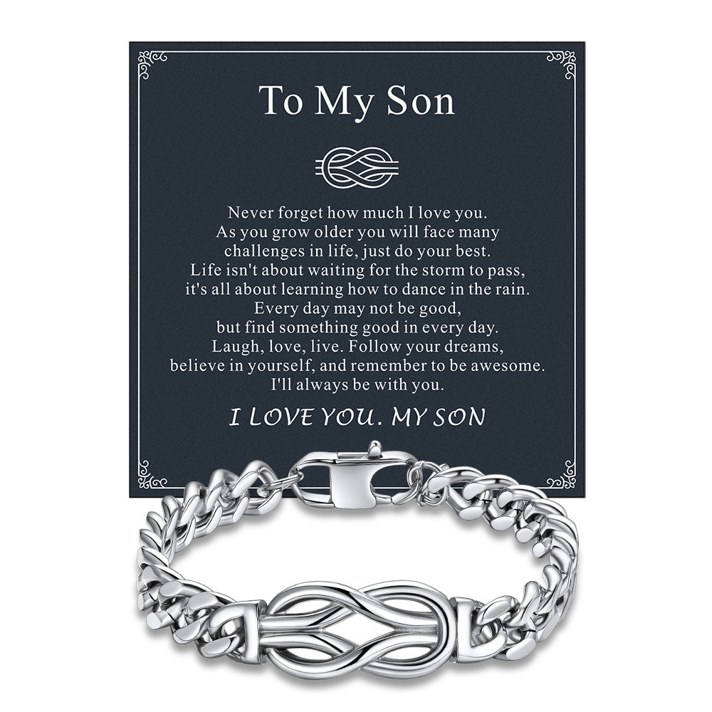 To My Love Infinity Love Knot Cuban Chain Bracelet For Couple Men Women