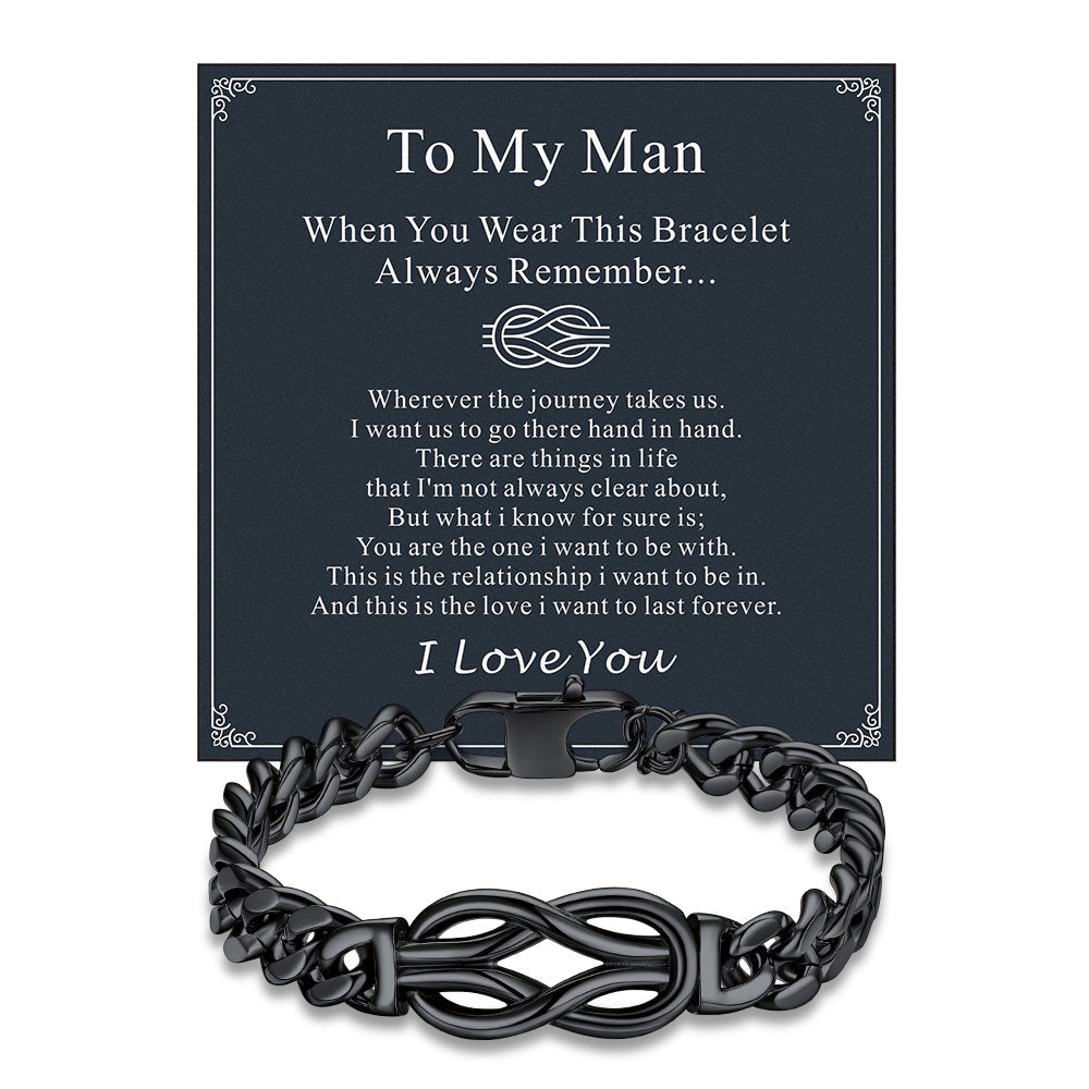 To My Love Infinity Love Knot Cuban Chain Bracelet For Couple Men Women