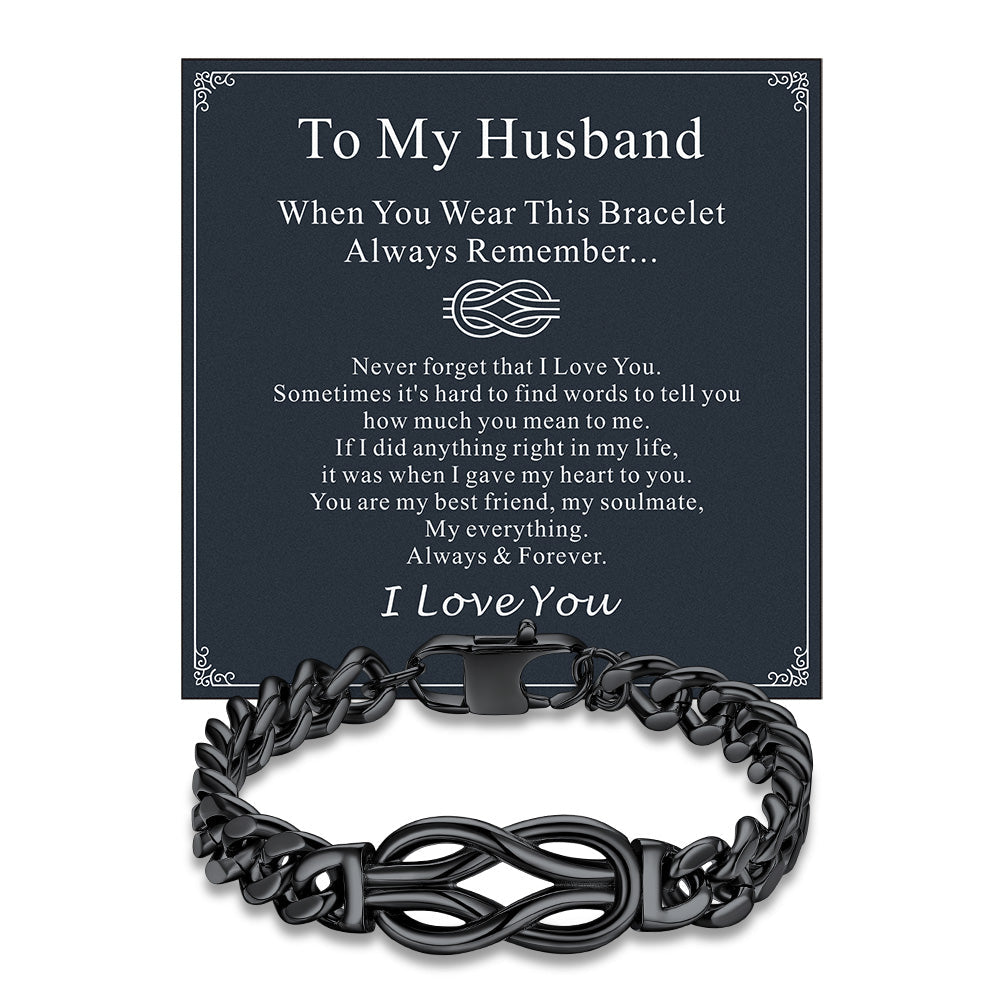 To My Love Infinity Love Knot Cuban Chain Bracelet For Couple Men Women