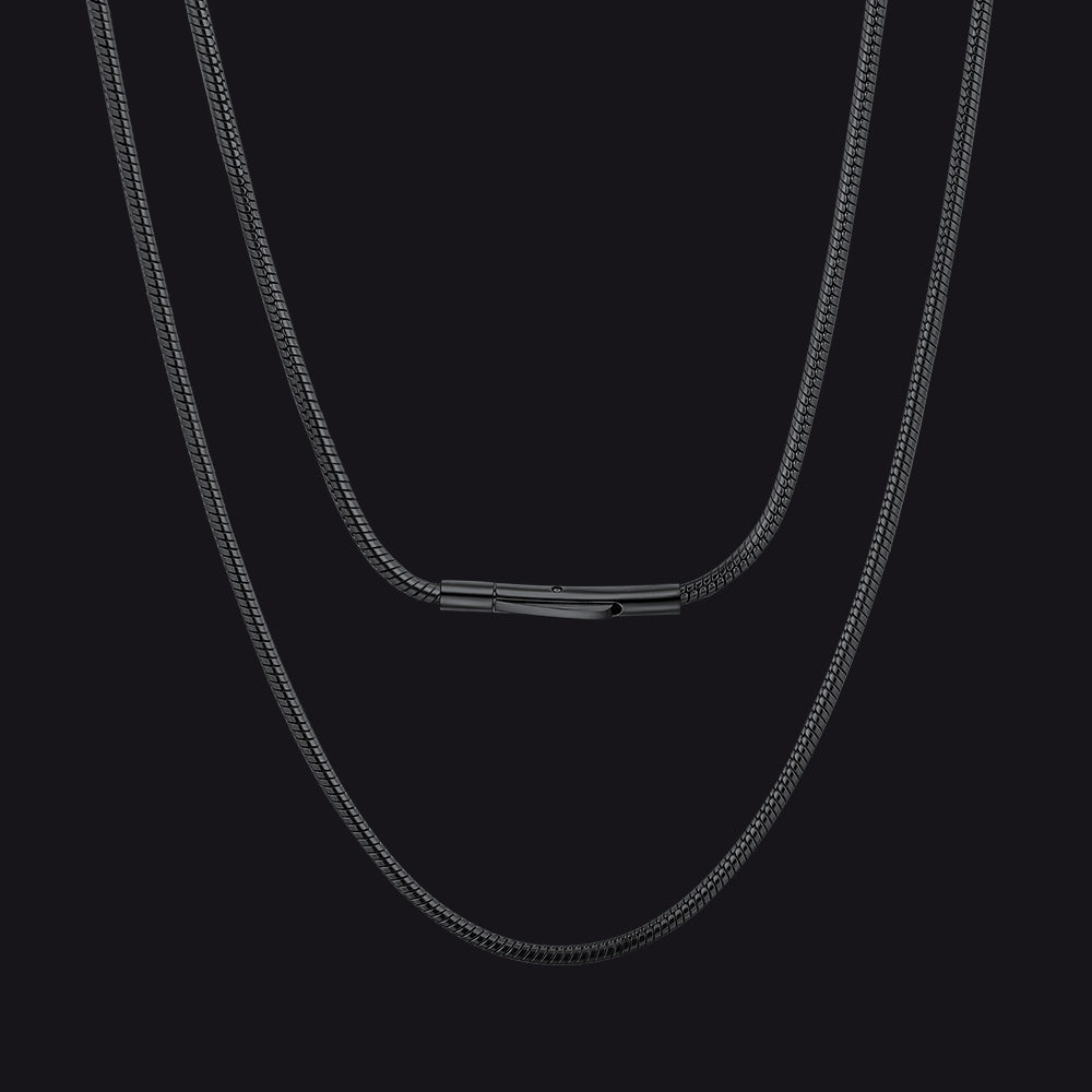 2mm Thin Snake Chain Stainless Steel Necklace for Men