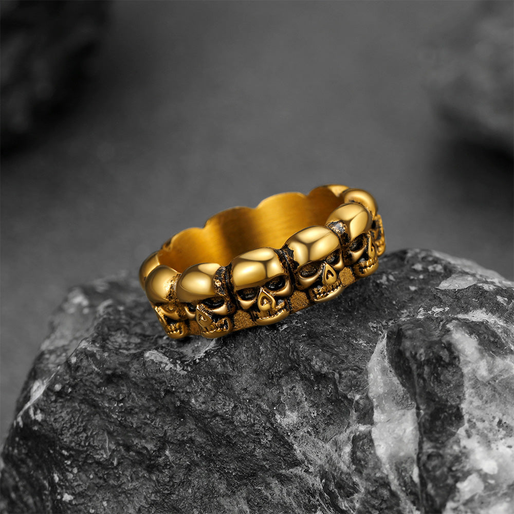Gothic Punk Skull Ring For Men Stainless Steel