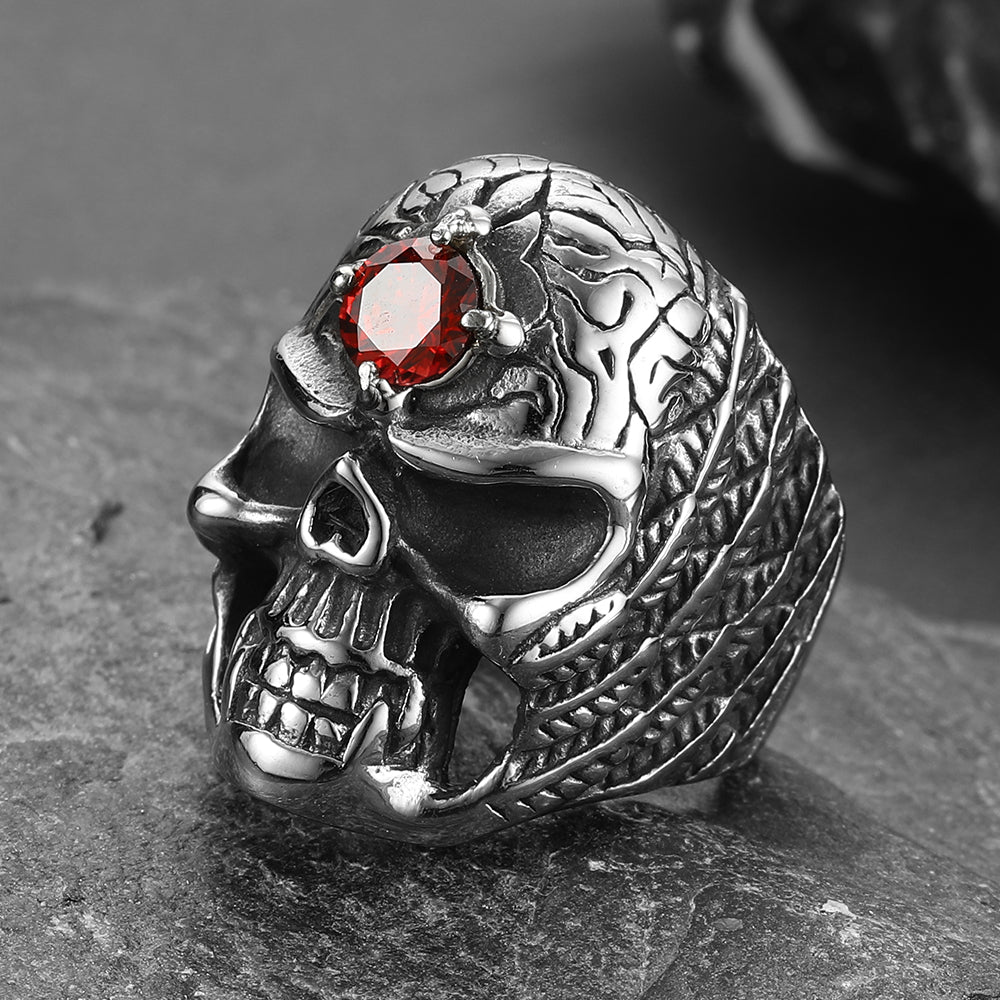Flash Sale Gothic Skull Ring with Red Gem Forehead for Men/Women