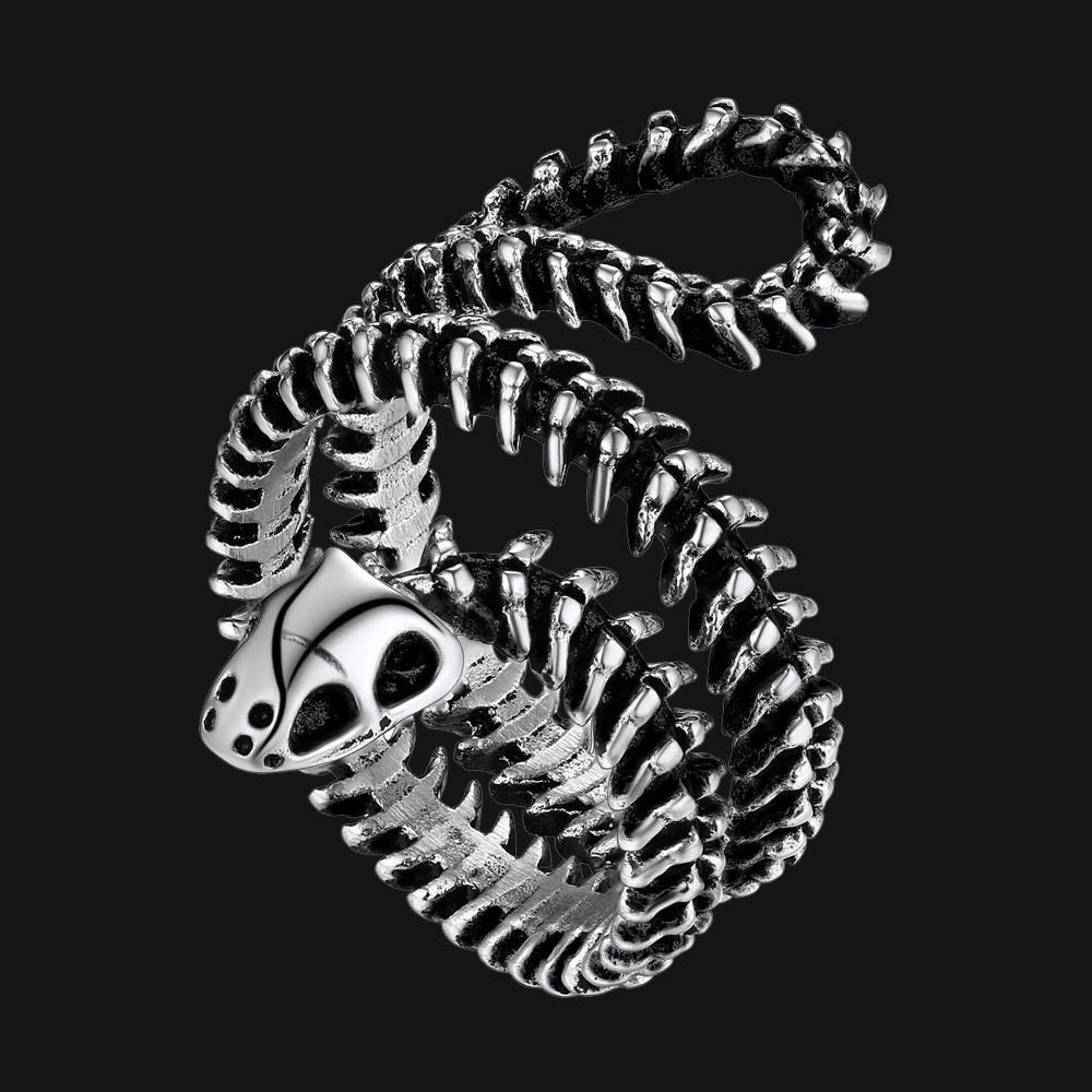 Gothic Snake Skull Bone Ring for Men and Women