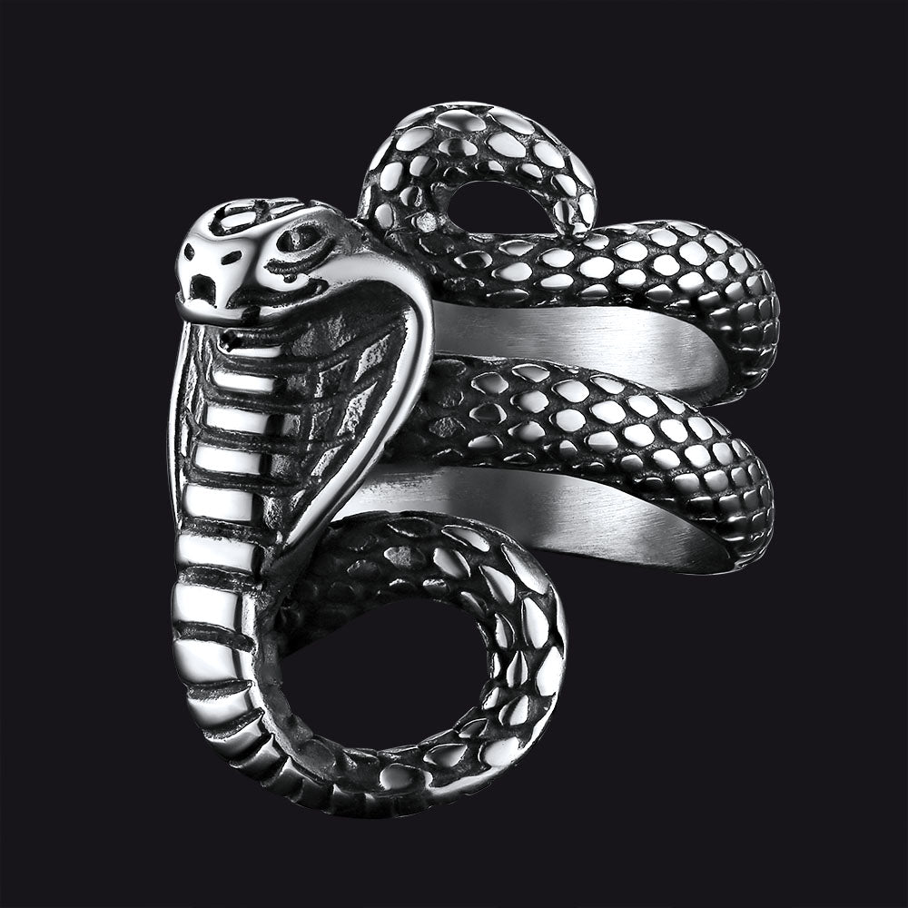 Gothic Punk Cobra Snake Ring For Men