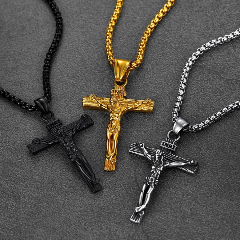 Catholic Crucifix Cross Necklace Jesus Pendant For Men Women