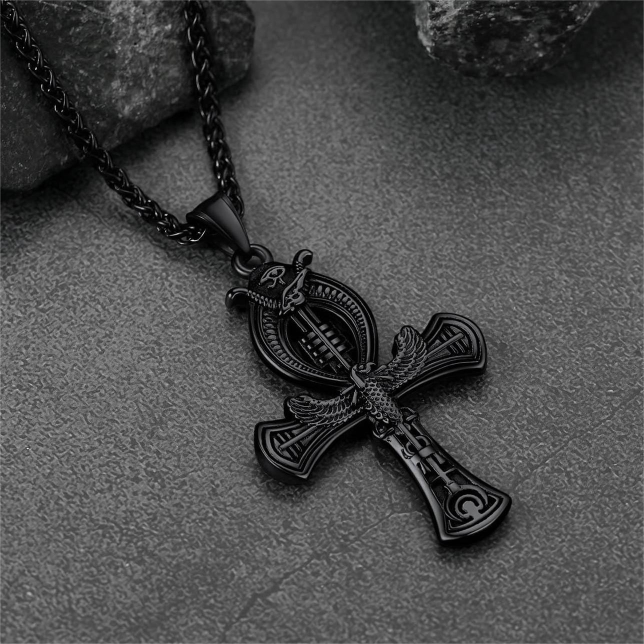 Flash Sale Egyptian Ankh Cross Necklace with Eagle For Men