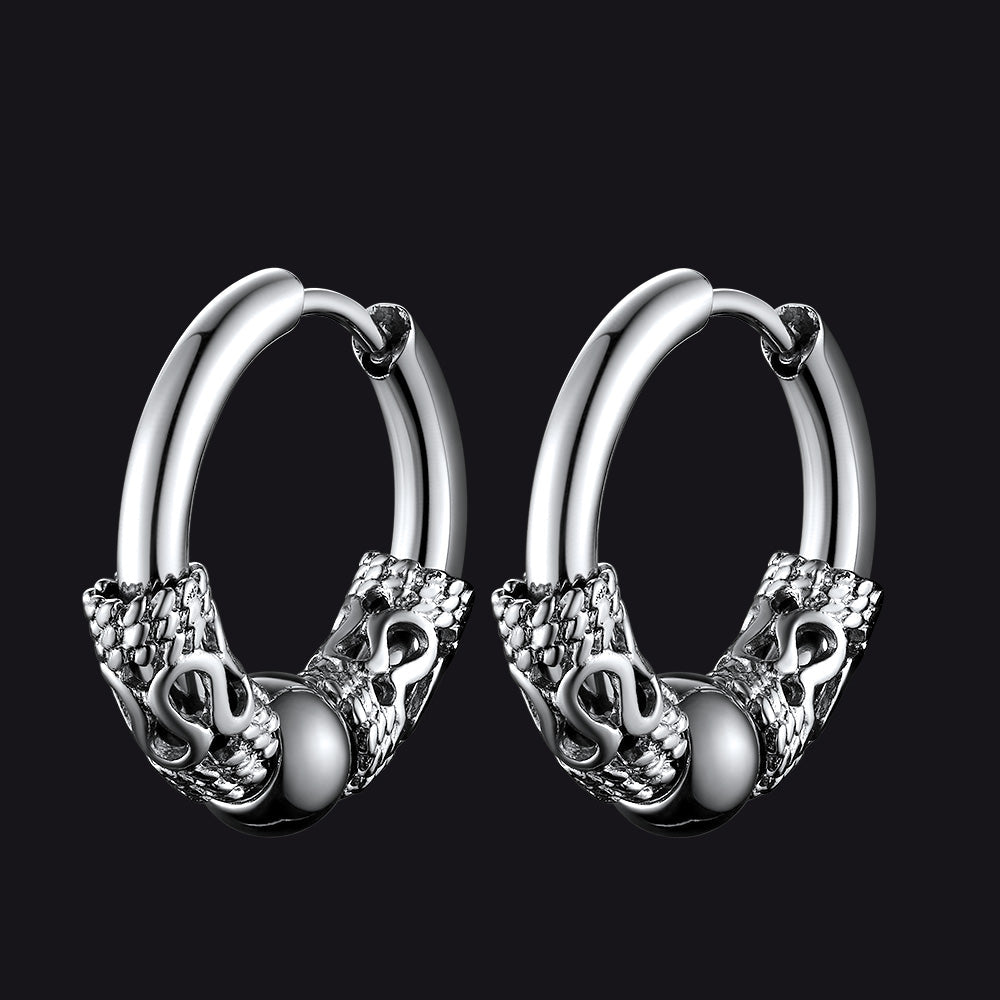 Punk Dragon Totem Huggie Hoop Earrings For Men