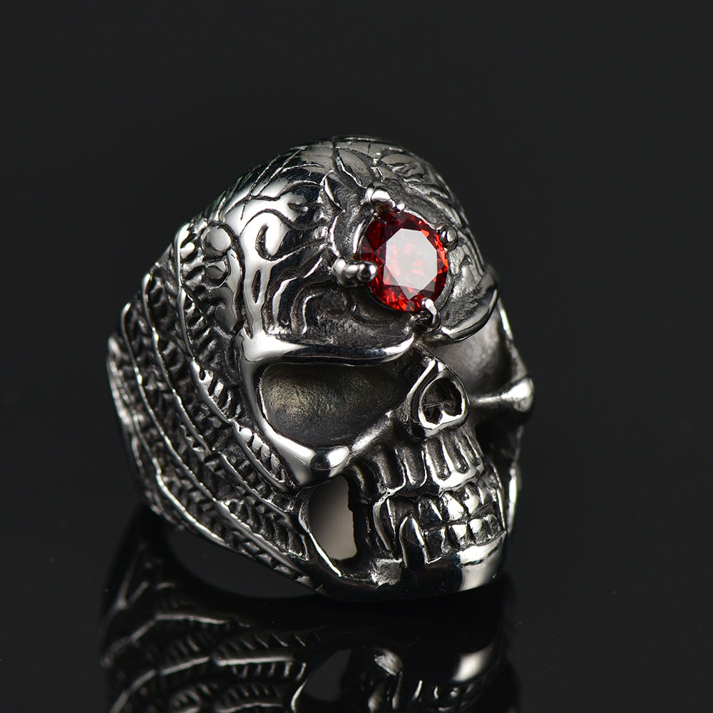 Flash Sale Gothic Skull Ring with Red Gem Forehead for Men/Women