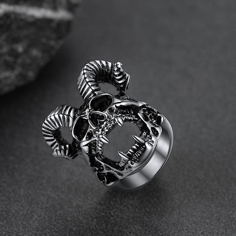 Satanic Baphomet Goat Skull Ring For Men