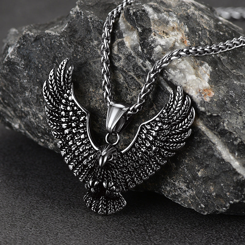 Gothic Society Vintage Eagle Necklace Stainless Steel Pendant for Men