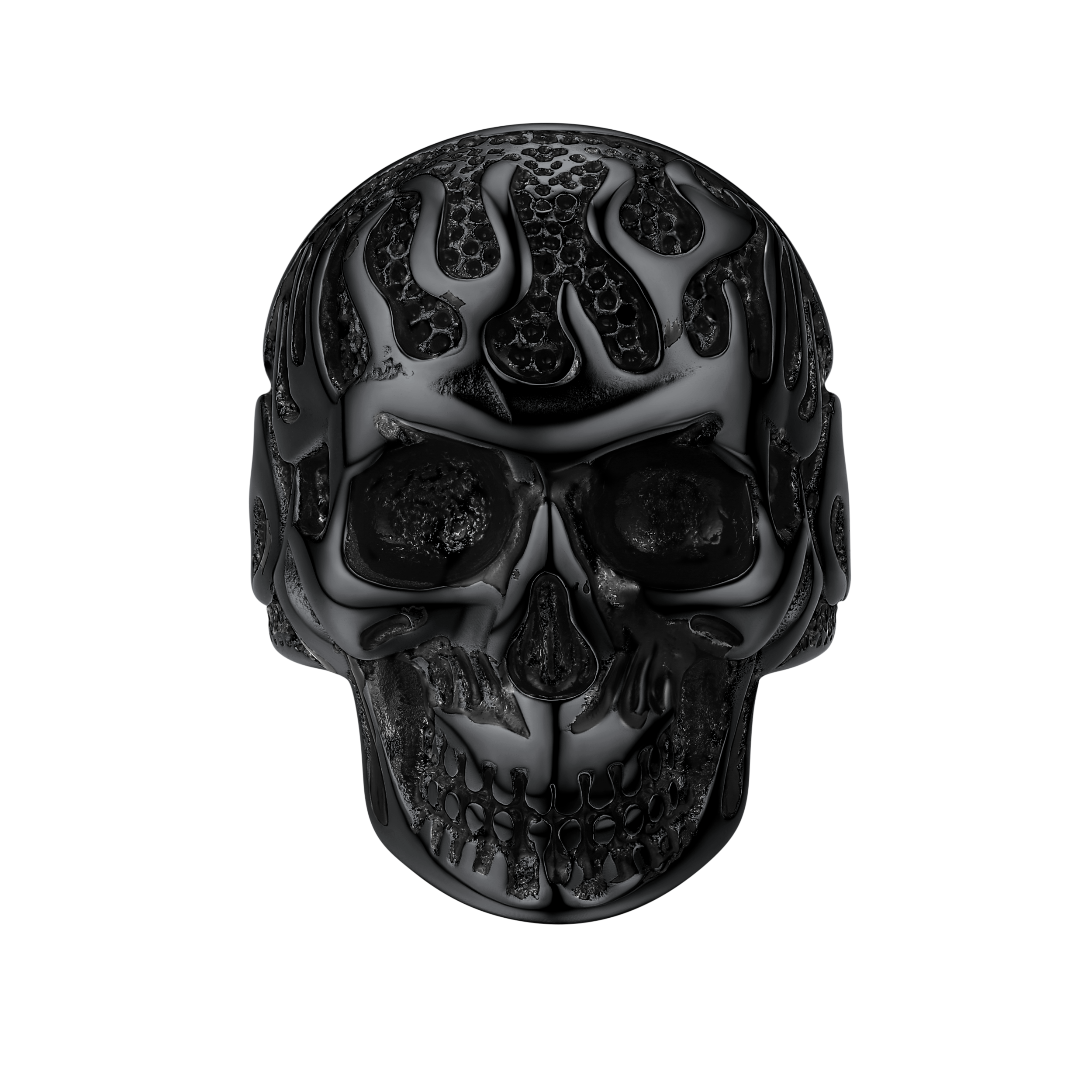 Gothic Fire Flaming Skull Stainless Steel Ring For Men