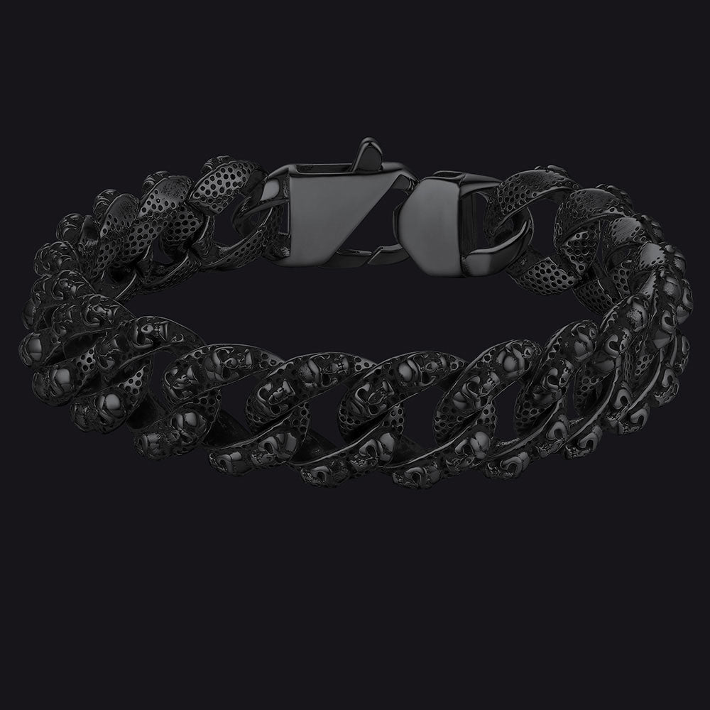 Chunky Heavy Skull Cuban Link Chain Bracelet for Men, 16MM Width