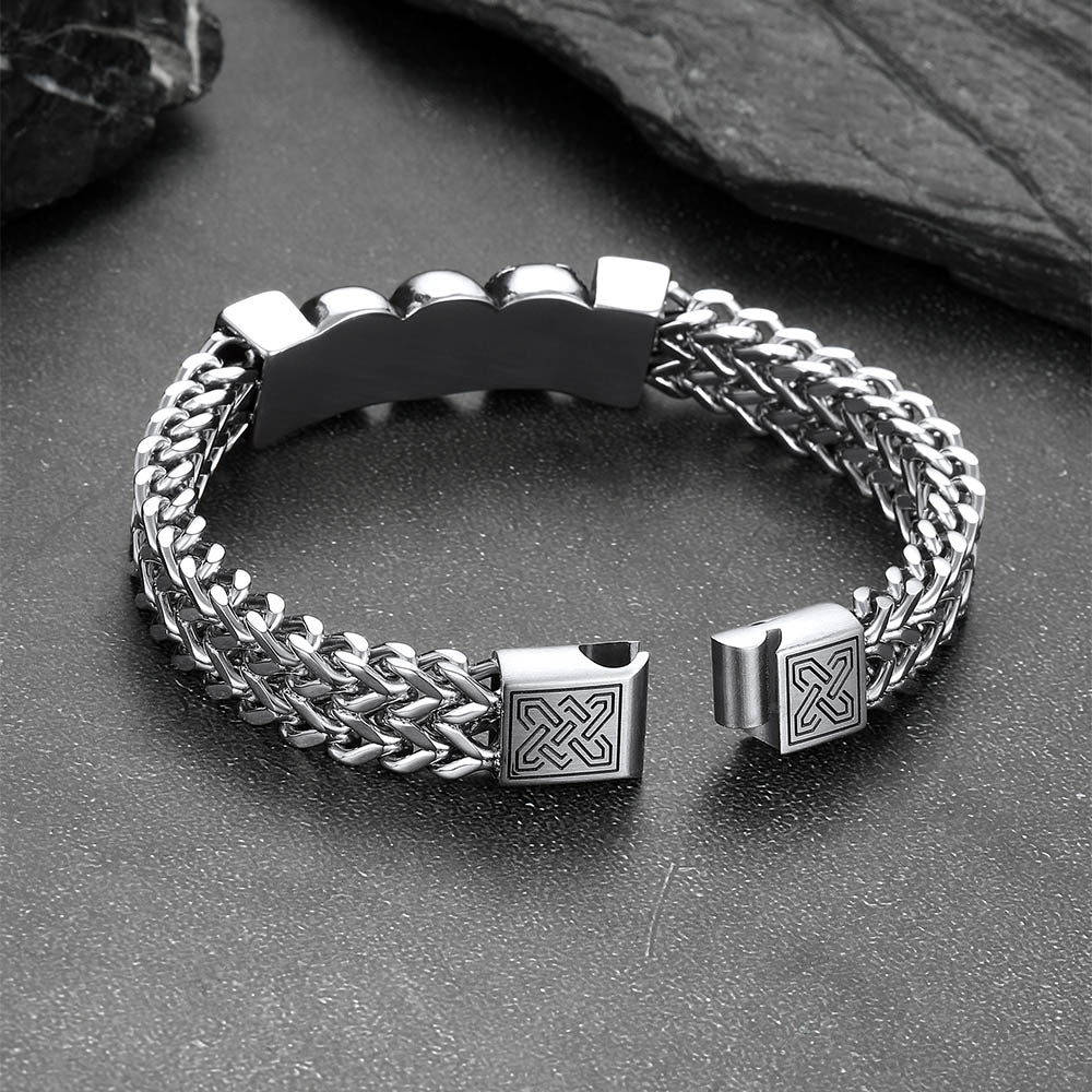 Halloween Gothic Skull Chain Bracelet For Men with Celtic Knot in Stainless Steel