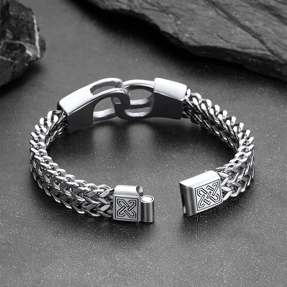 Handcuffs Chain Bracelet For Men with Celtic Knot in Stainless Steel