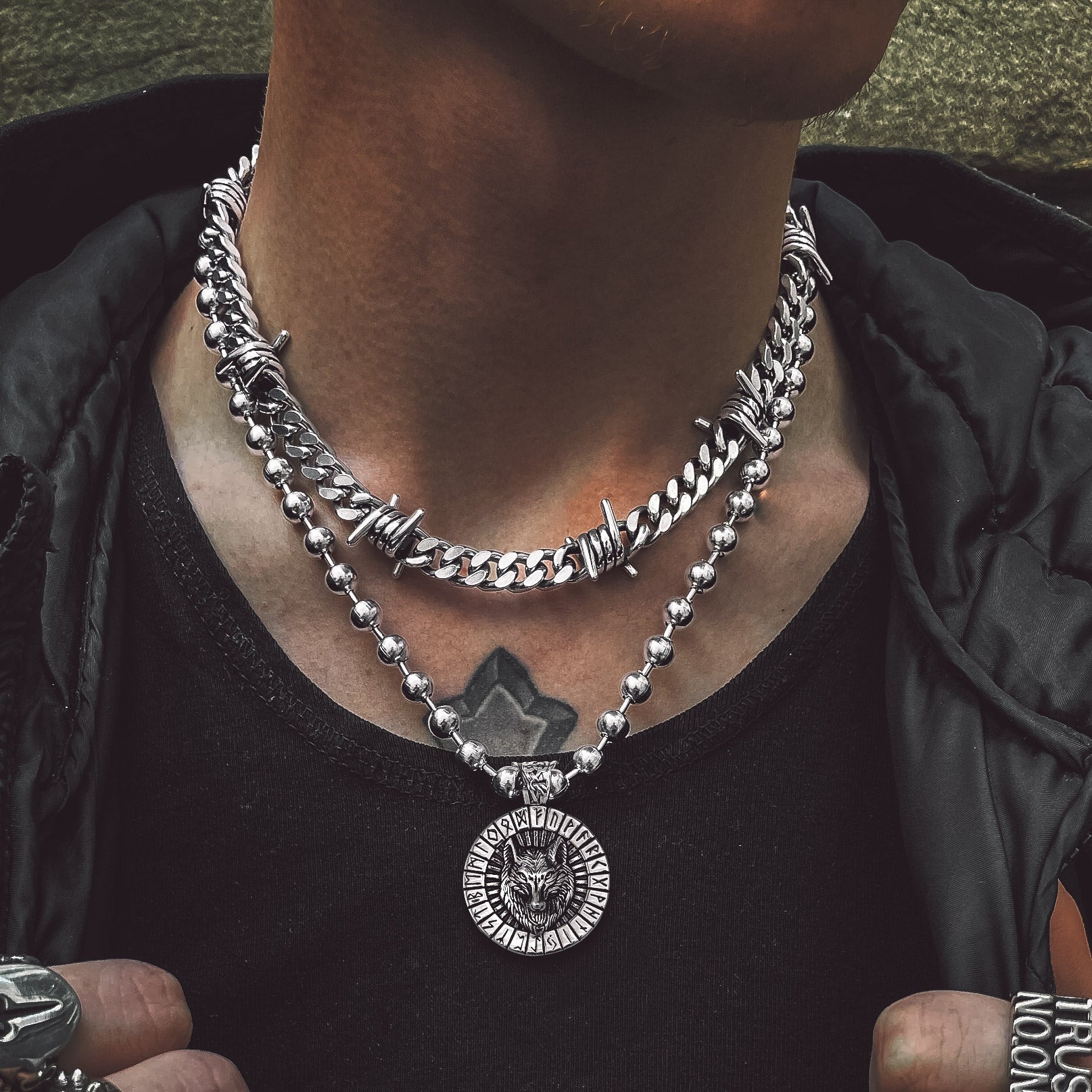 To My Men Barbed Wire Cuban Chain Choker Necklace Gift for Him