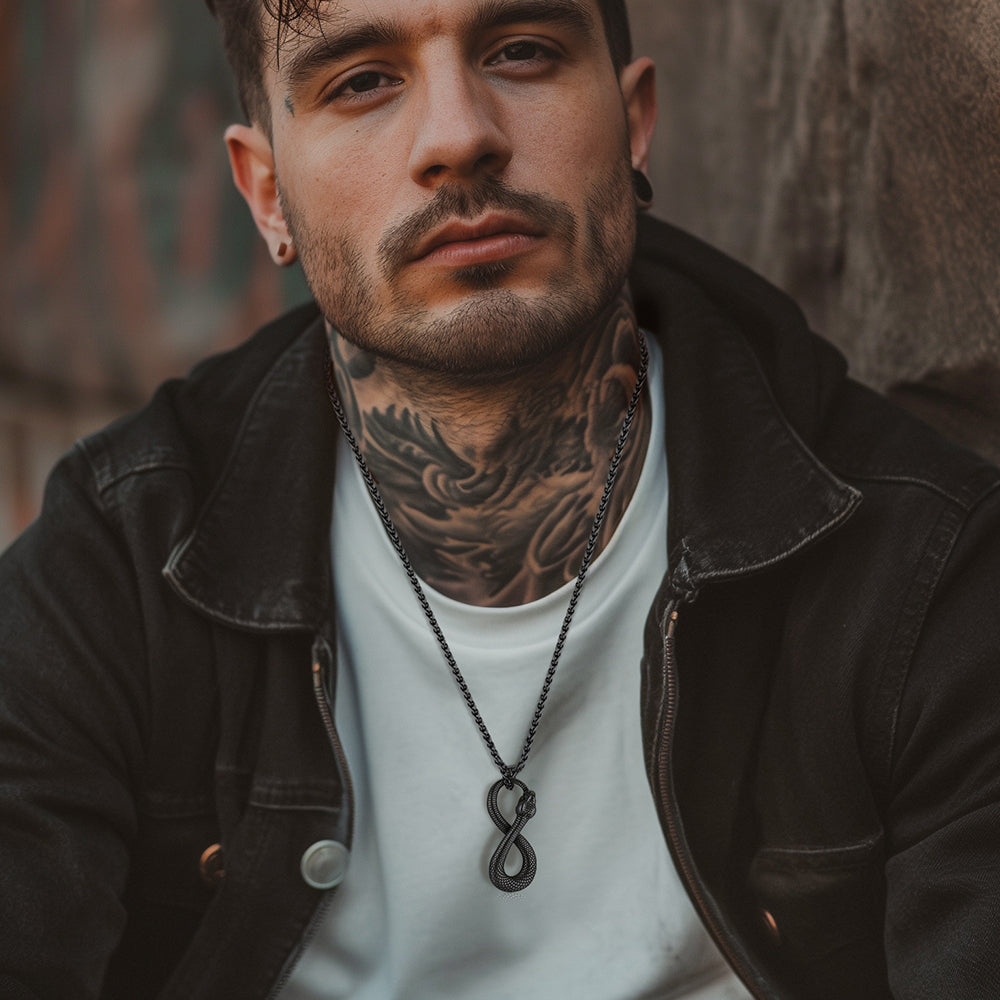 Punk Eight Pythons Infinity Snake Necklace for Men