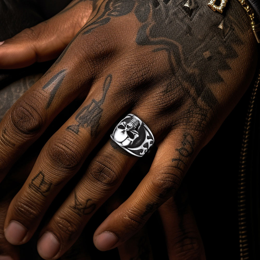 Gothic Frame Skull Ring Stainless Steel Ring for Men