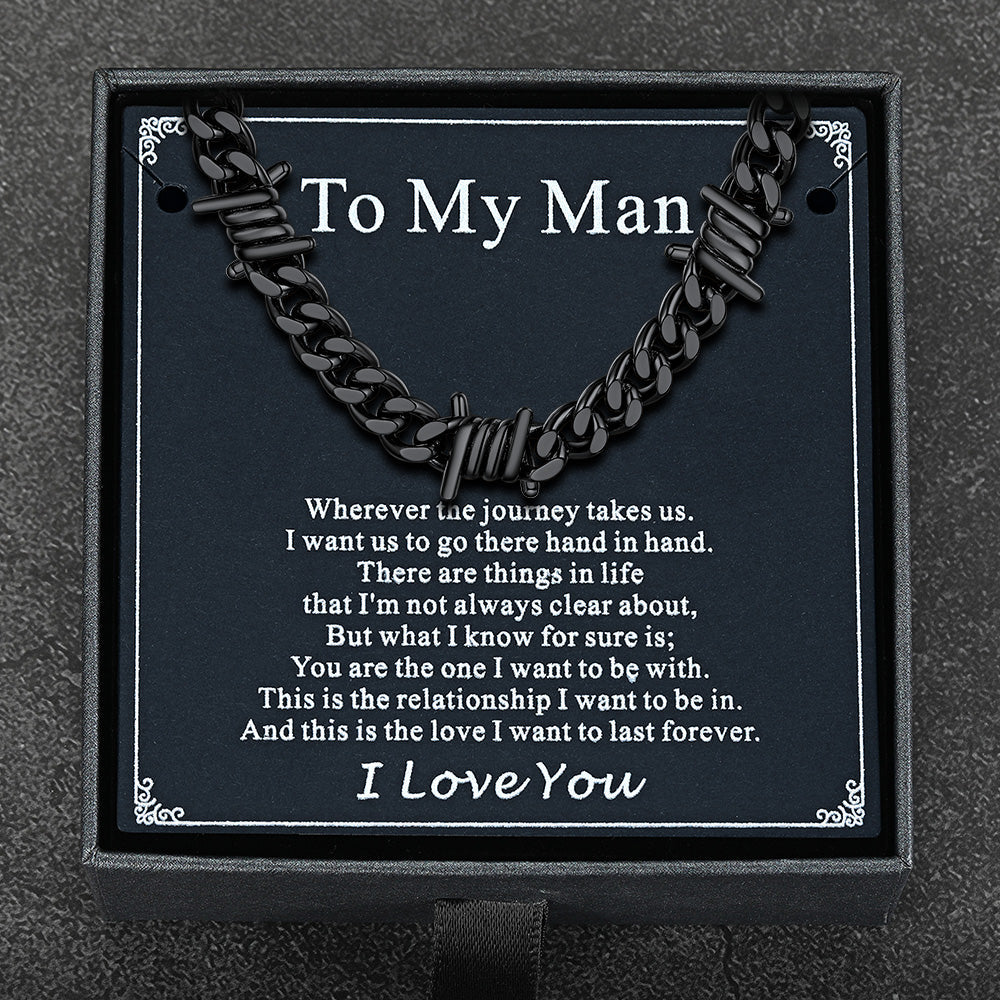 To My Men Barbed Wire Cuban Chain Choker Necklace Gift for Him