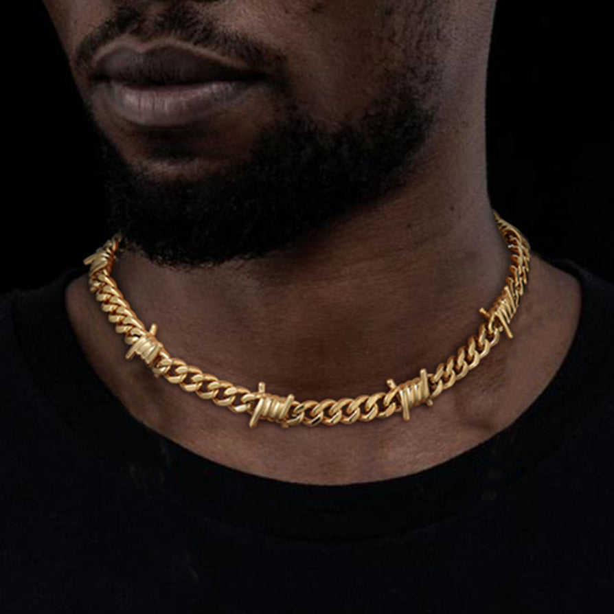 To My Men Barbed Wire Cuban Chain Choker Necklace Gift for Him