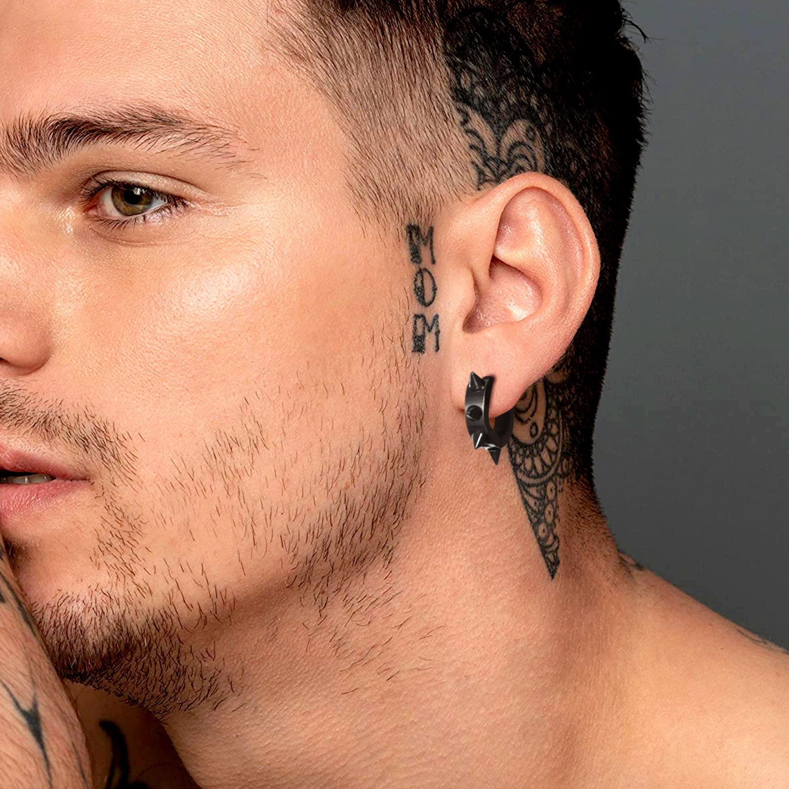 Sterling Silver Basic Rivet Hoop Earrings For Men Women