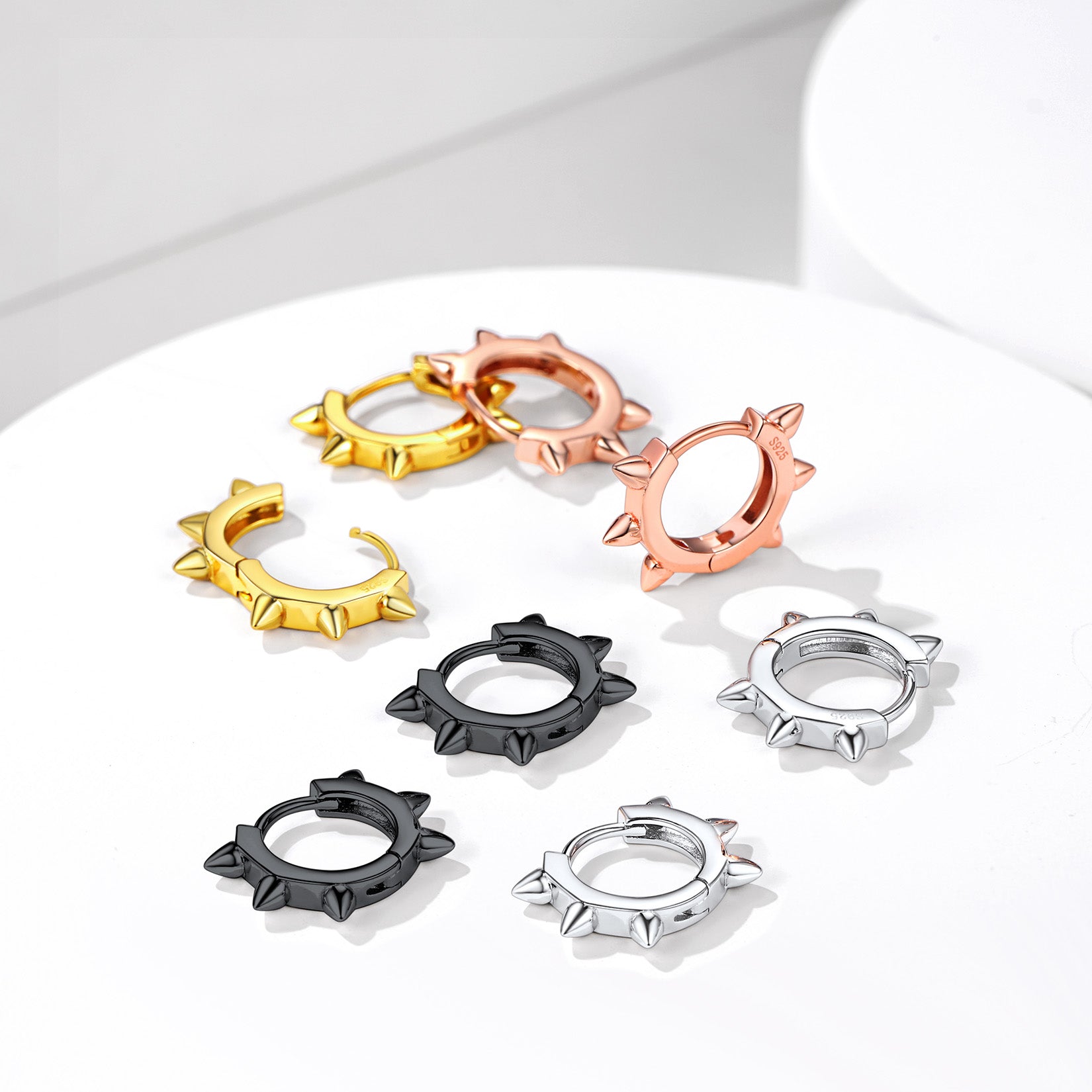 Sterling Silver Basic Rivet Hoop Earrings For Men Women