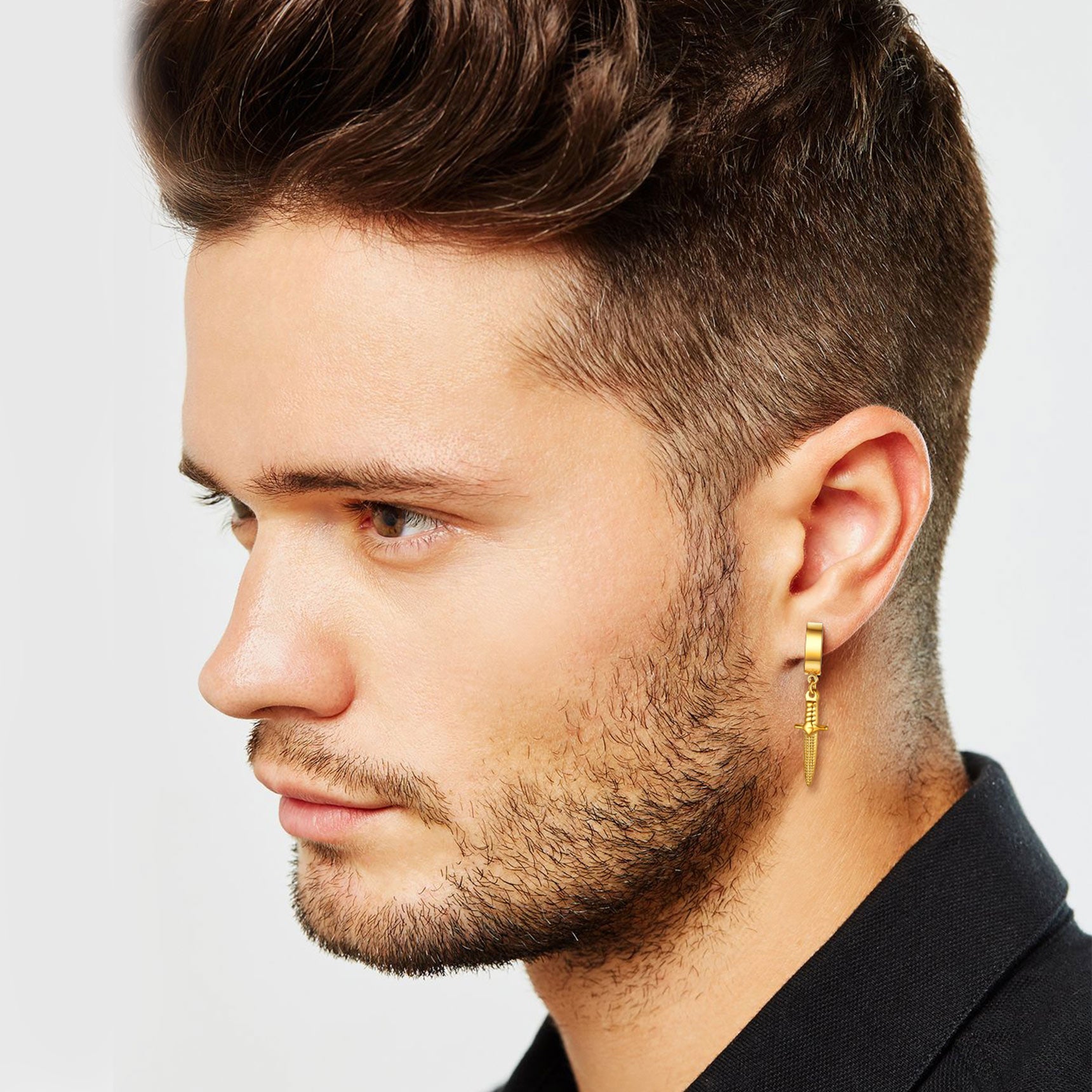 Punk Battle Axe Dagger Dangle Hoop Earring For Men