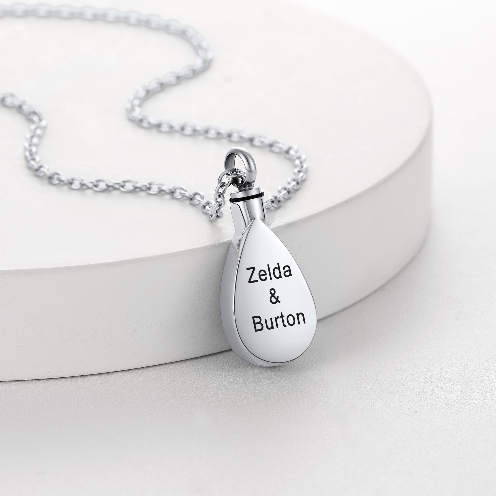 Custom Cremation Tear Drop Birthstone Urn Ashes Necklace for Women