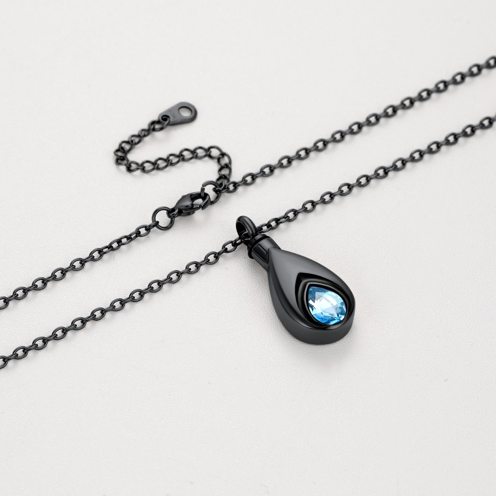 Custom Cremation Tear Drop Birthstone Urn Ashes Necklace for Women
