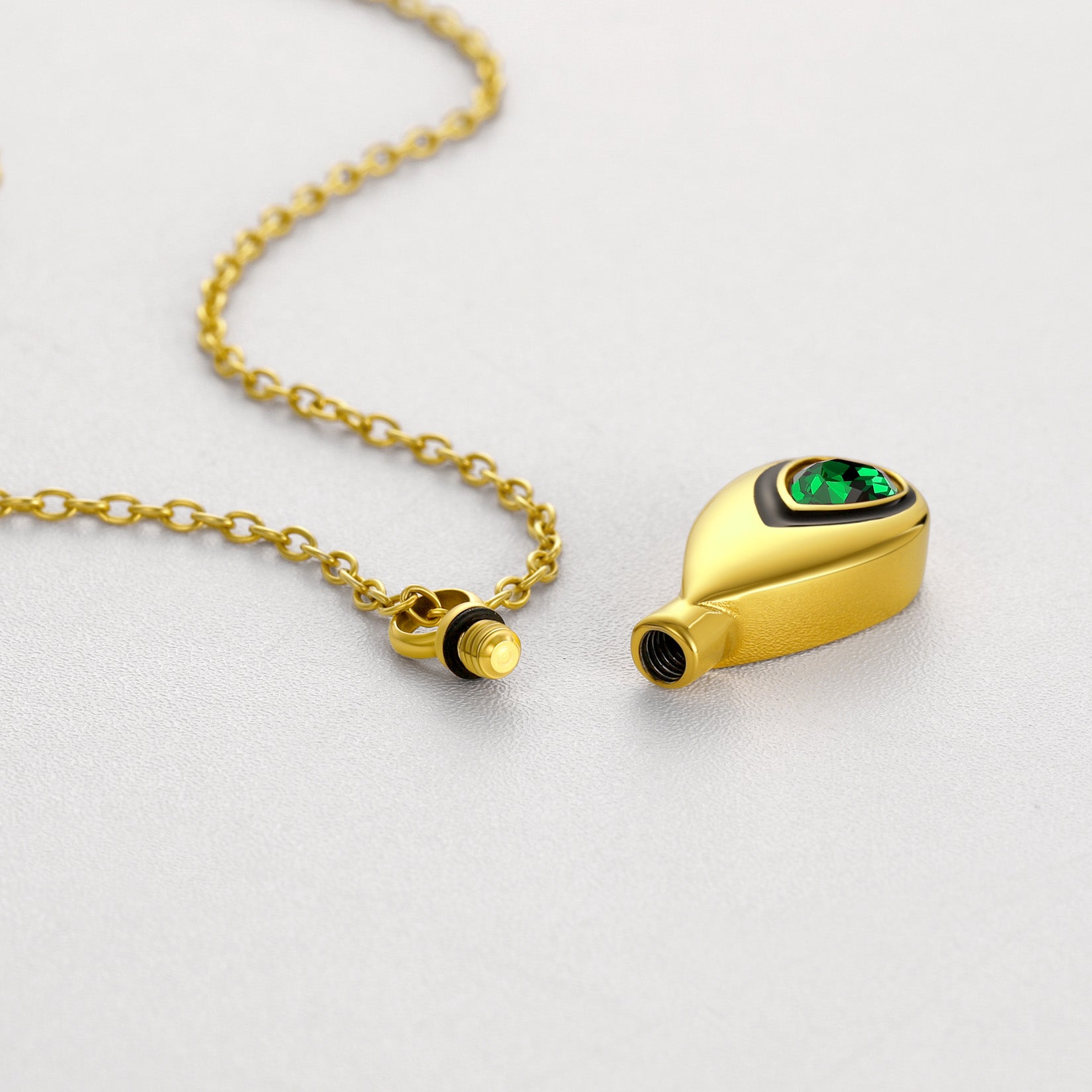 Custom Cremation Tear Drop Birthstone Urn Ashes Necklace for Women