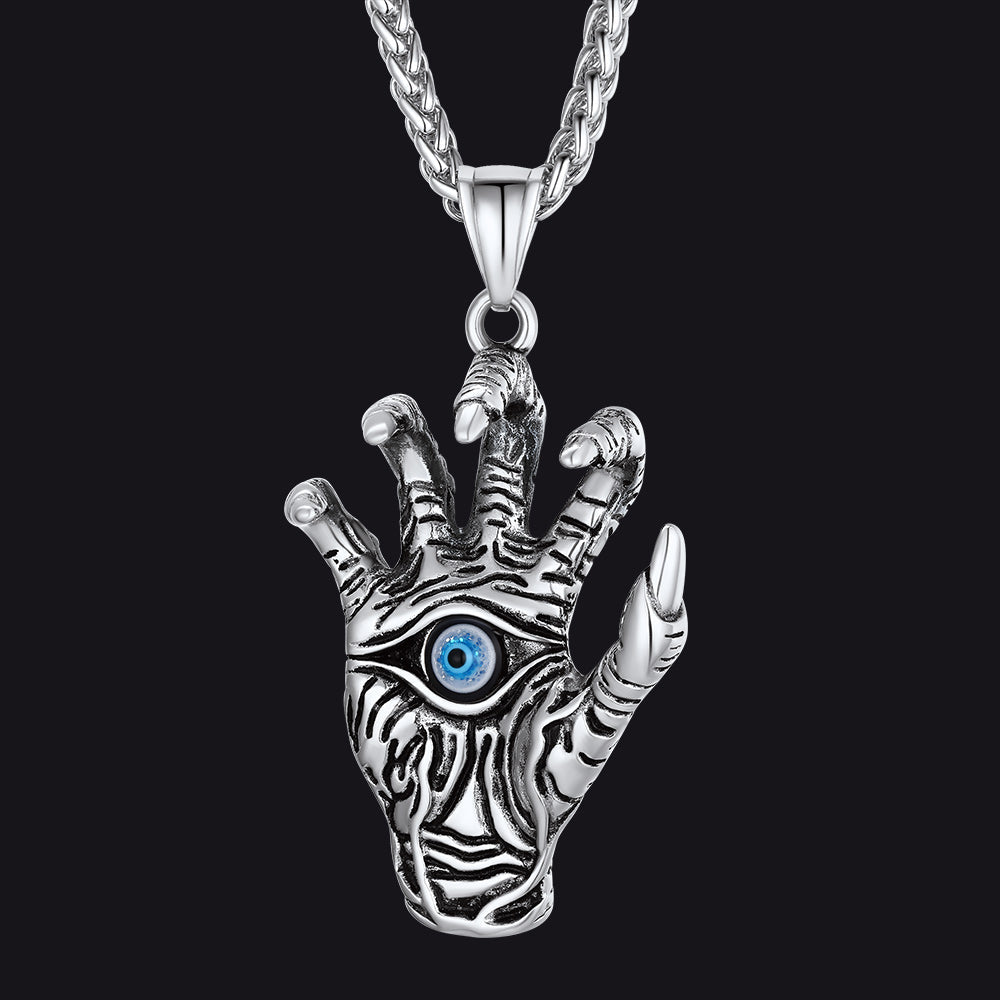 Dragon Claw Blue Evil Eye Pendant Necklace for Men