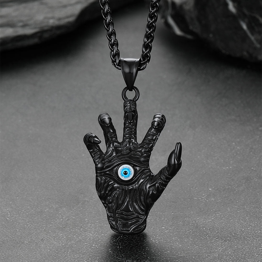 Dragon Claw Blue Evil Eye Pendant Necklace for Men