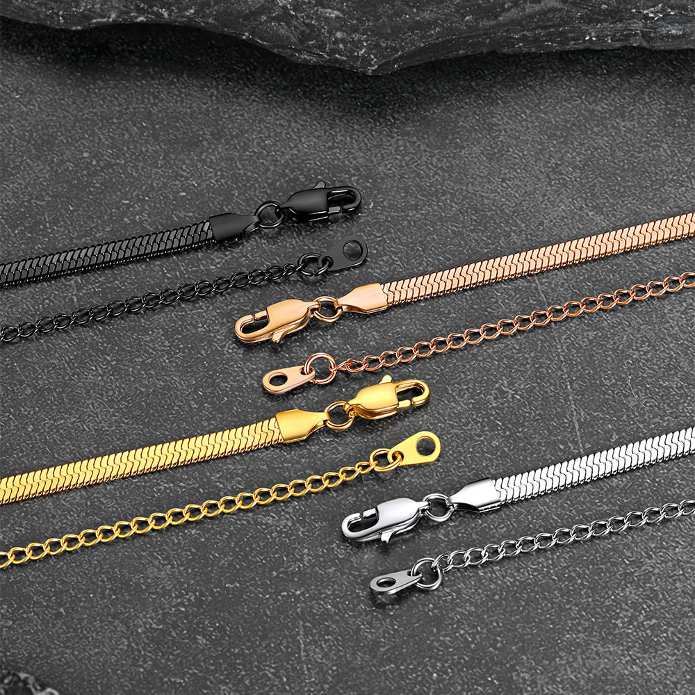 Customized Engraved Name Snake Chain Choker Necklace for Women and Men