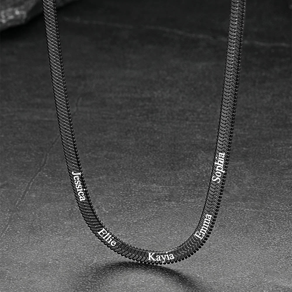 Customized Engraved Name Snake Chain Choker Necklace for Women and Men