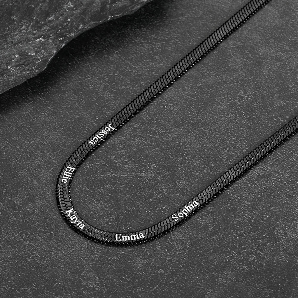 Customized Engraved Name Snake Chain Choker Necklace for Women and Men