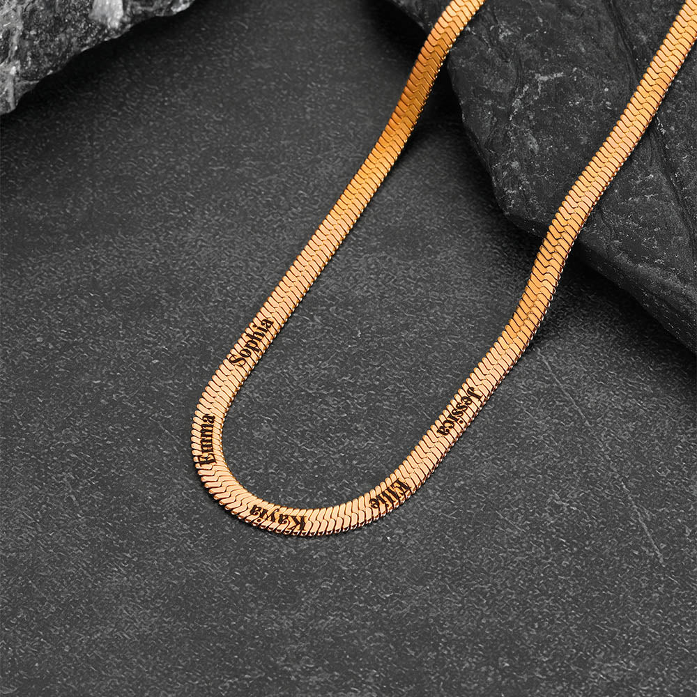 Customized Engraved Name Snake Chain Choker Necklace for Women and Men