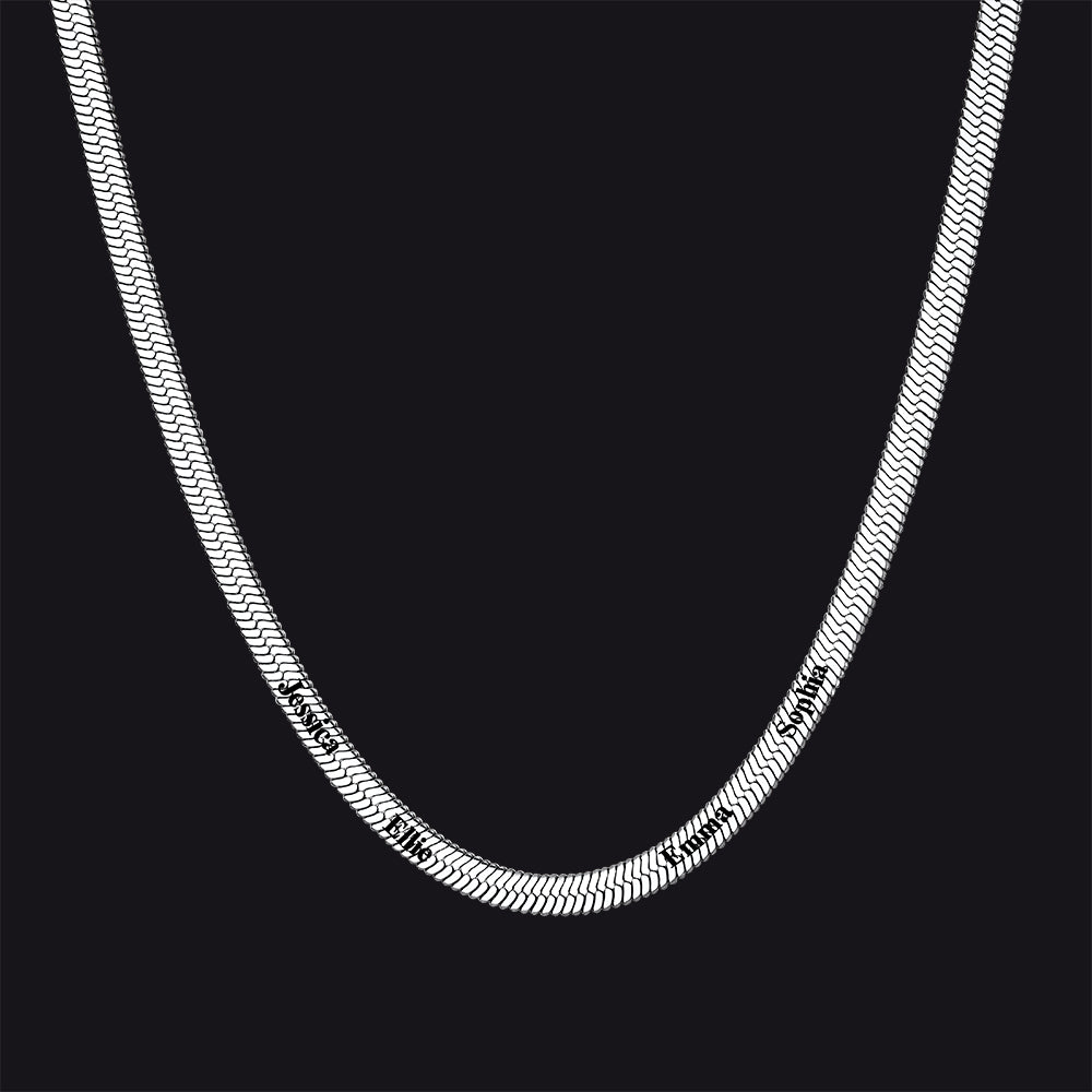 Customized Engraved Name Snake Chain Choker Necklace for Women and Men