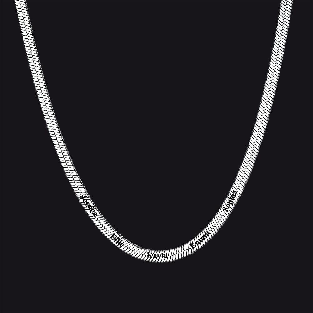 Customized Engraved Name Snake Chain Choker Necklace for Women and Men