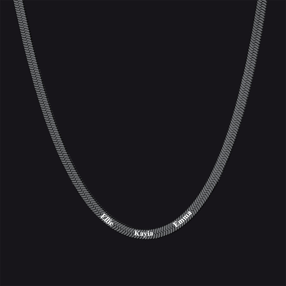 Customized Engraved Name Snake Chain Choker Necklace for Women and Men