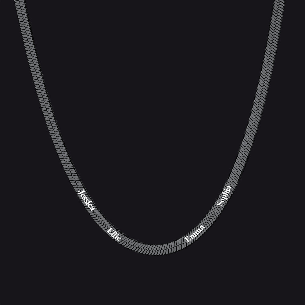 Customized Engraved Name Snake Chain Choker Necklace for Women and Men
