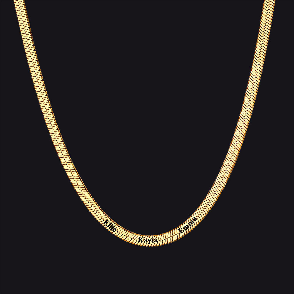 Customized Engraved Name Snake Chain Choker Necklace for Women and Men
