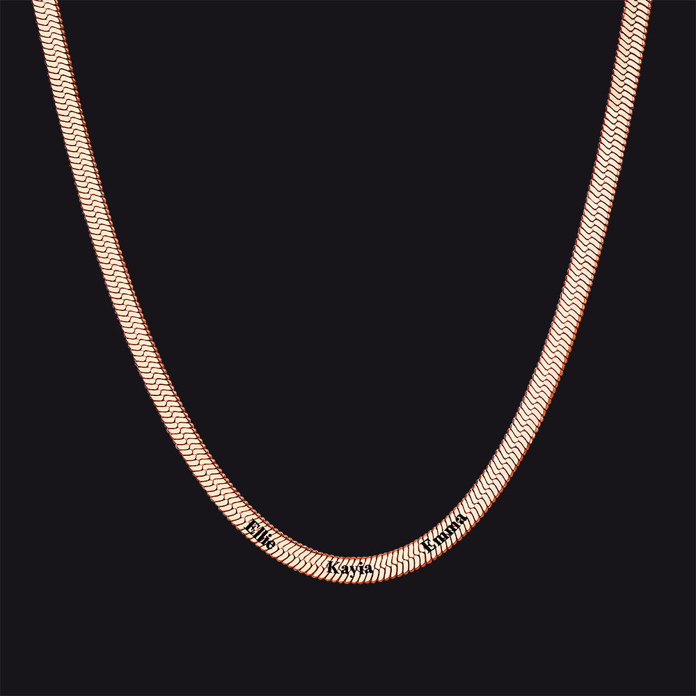 Customized Engraved Name Snake Chain Choker Necklace for Women and Men