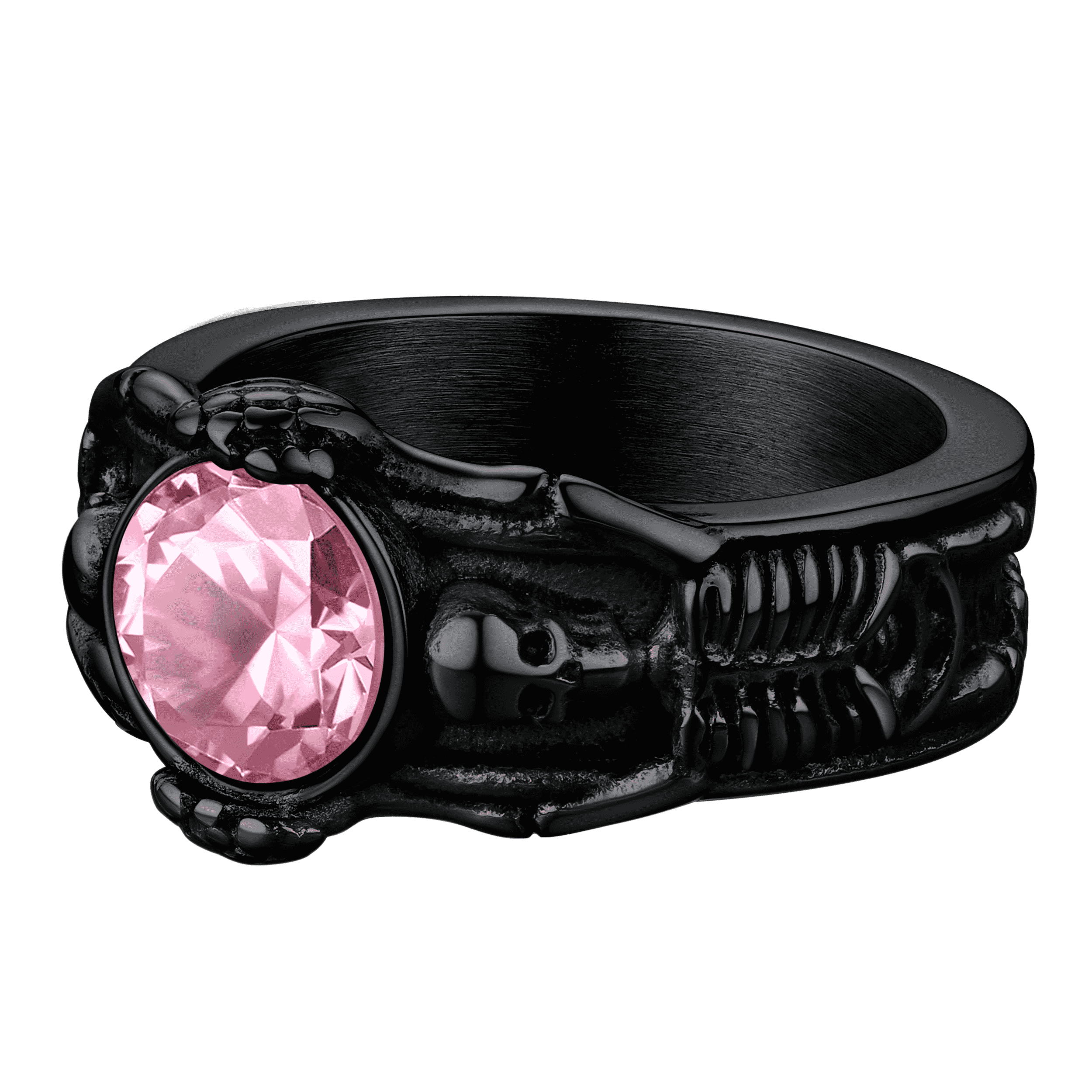 Gothic Gemstone Skull Ring Birthstone Signet Ring For Men