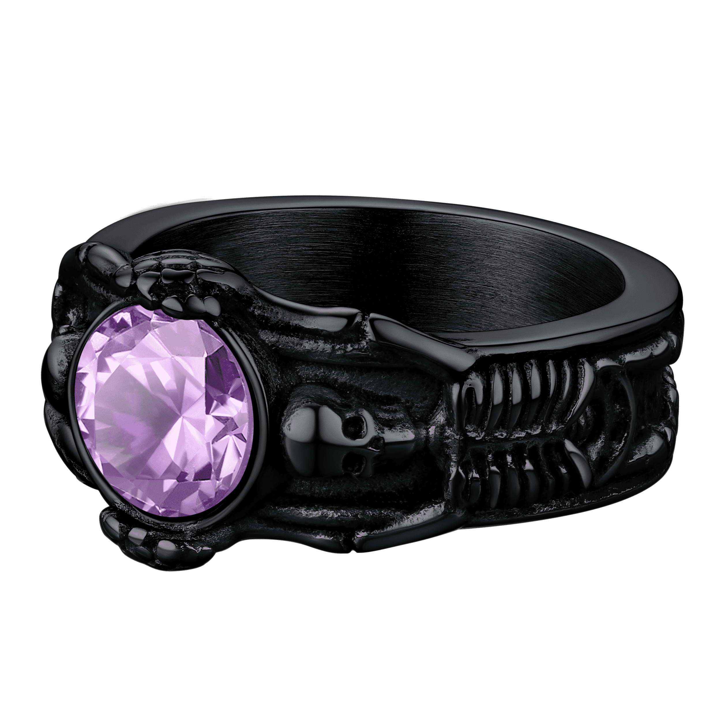 Gothic Gemstone Skull Ring Birthstone Signet Ring For Men