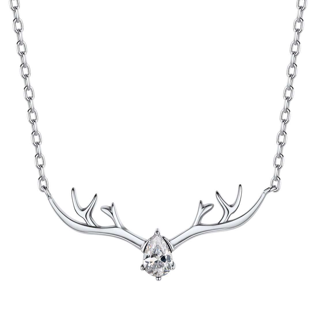 925 Sterling Silver Birthstone Deer Antler Necklace for Women