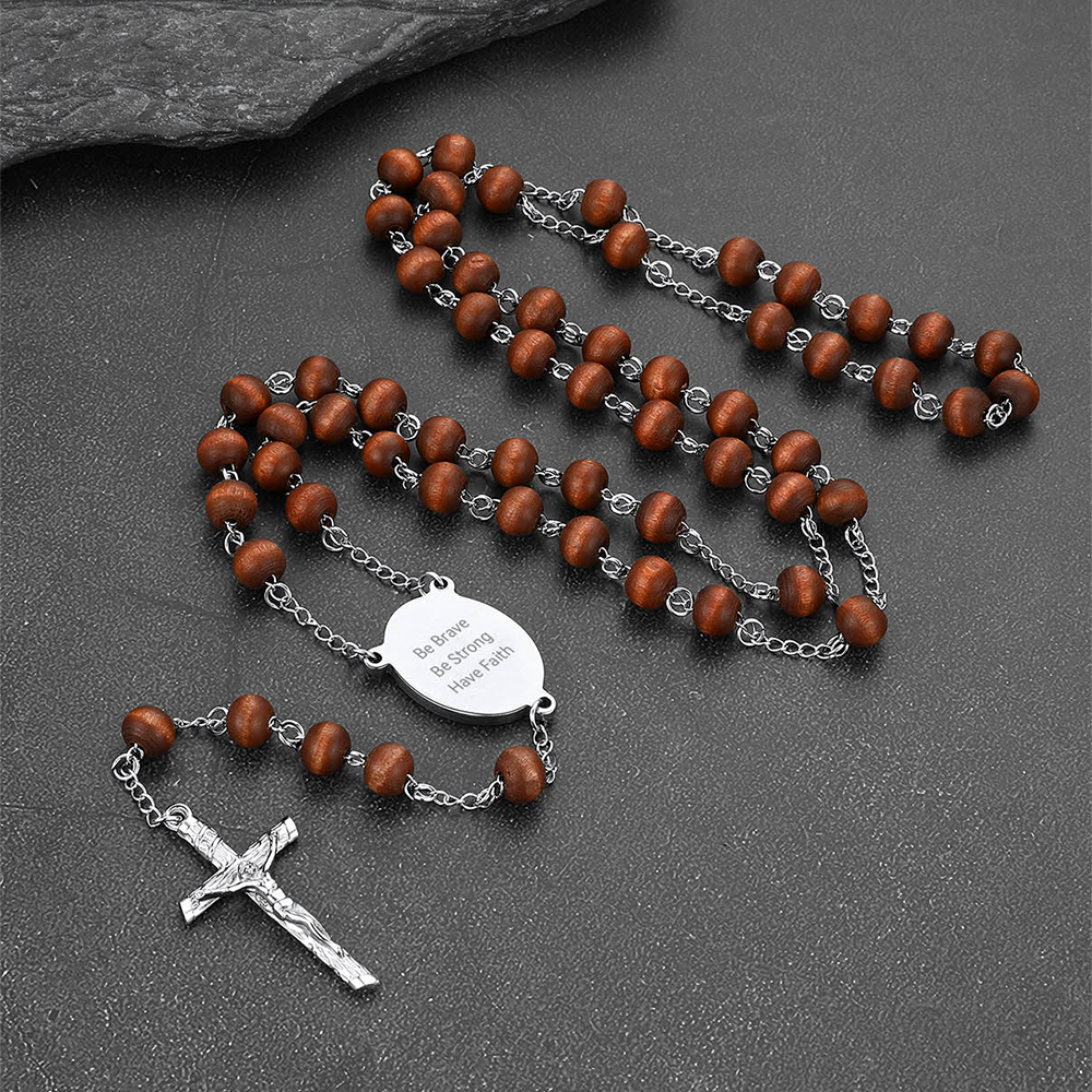 Custom Catholic Rosary Beads Necklace with Picture for Men